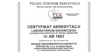 Akredytacja Laboratorium Badawczego MPEC Nowy Sącz