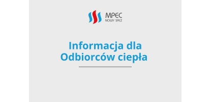 Informacja dla odbiorców MPEC Nowy Sącz